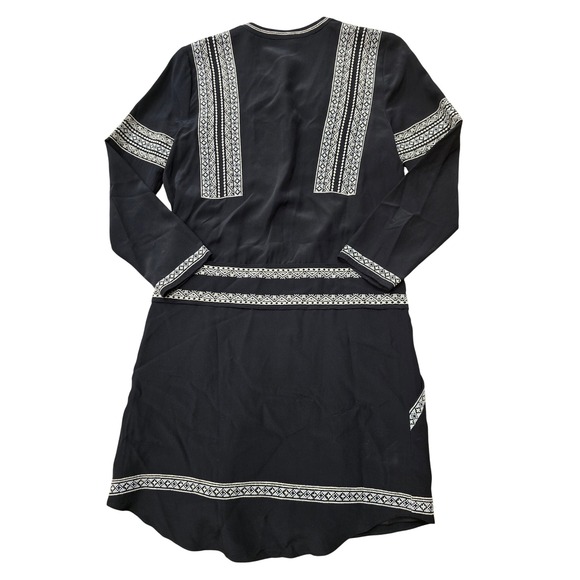 Veronica Beard Black Silk Embroidered Tie Neck Blouse Size 0 - Picture 3 of 10